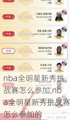 nba全明星新秀挑战赛怎么参加,nba全明星新秀挑战赛怎么参加的