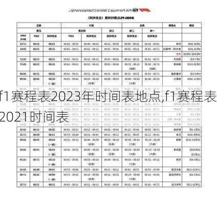 f1赛程表2023年时间表地点,f1赛程表2021时间表