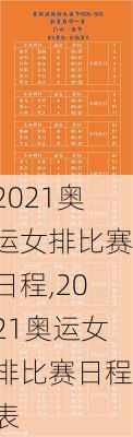 2021奥运女排比赛日程,2021奥运女排比赛日程表