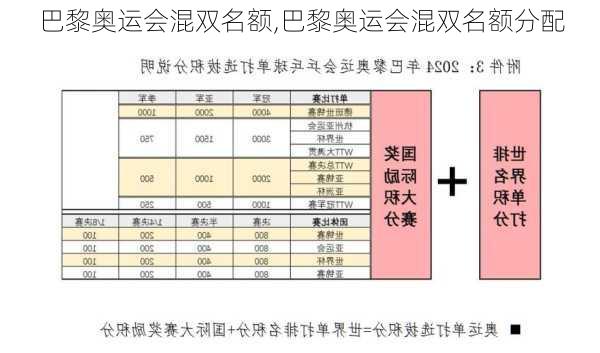 巴黎奥运会混双名额,巴黎奥运会混双名额分配