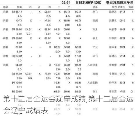 第十二届全运会辽宁成绩,第十二届全运会辽宁成绩表