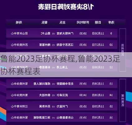 鲁能2023足协杯赛程,鲁能2023足协杯赛程表