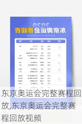 东京奥运会完整赛程回放,东京奥运会完整赛程回放视频