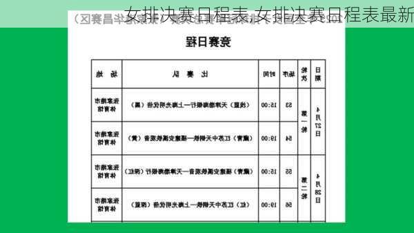 女排决赛日程表,女排决赛日程表最新