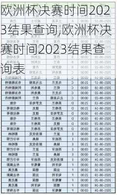 欧洲杯决赛时间2023结果查询,欧洲杯决赛时间2023结果查询表