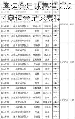 奥运会足球赛程,2024奥运会足球赛程