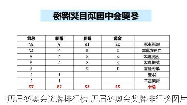 历届冬奥会奖牌排行榜,历届冬奥会奖牌排行榜图片