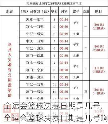 全运会篮球决赛日期是几号,全运会篮球决赛日期是几号啊