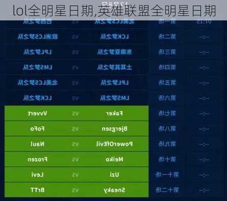 lol全明星日期,英雄联盟全明星日期