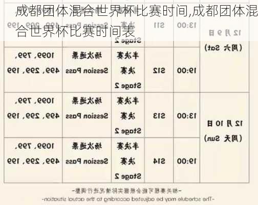 成都团体混合世界杯比赛时间,成都团体混合世界杯比赛时间表