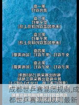 成都世乒赛混团规则,成都世乒赛混团规则最新