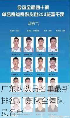 广东队队员名单最新排名,广东队全体队员名单