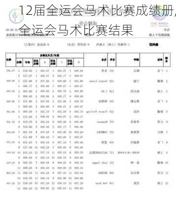 12届全运会马术比赛成绩册,全运会马术比赛结果