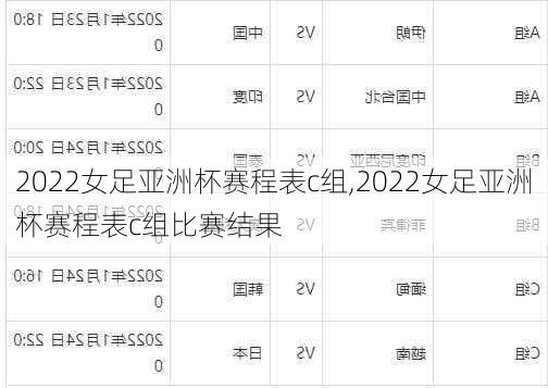 2022女足亚洲杯赛程表c组,2022女足亚洲杯赛程表c组比赛结果