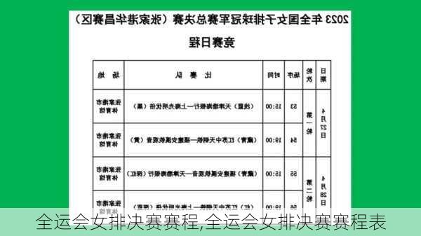 全运会女排决赛赛程,全运会女排决赛赛程表