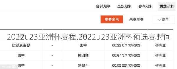 2022u23亚洲杯赛程,2022u23亚洲杯预选赛时间