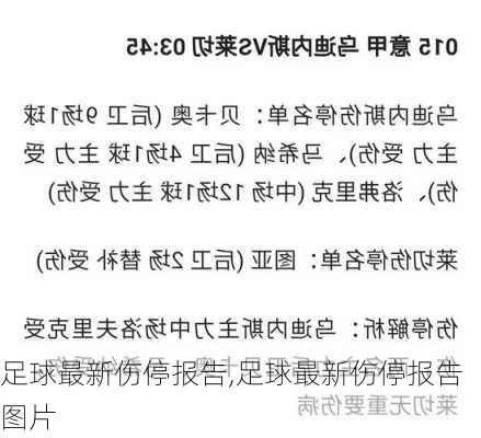 足球最新伤停报告,足球最新伤停报告图片