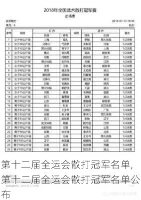 第十二届全运会散打冠军名单,第十二届全运会散打冠军名单公布