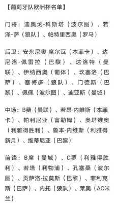 葡萄牙欧洲杯名单解析，欧洲杯葡萄牙球员介绍！